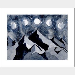 Mountains and moons Posters and Art